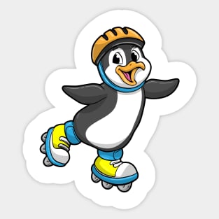 Penguin as Inline Skater with Inline Skates and Helmet Sticker